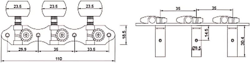 guyker Classical Guitar Tuners, 1:18 Ratio Open Frame Style Acoustic Guitar Tuning Keys Steel String Pegs Machine Heads 2 Planks (3+3) (Black, Black Button) - Image 4